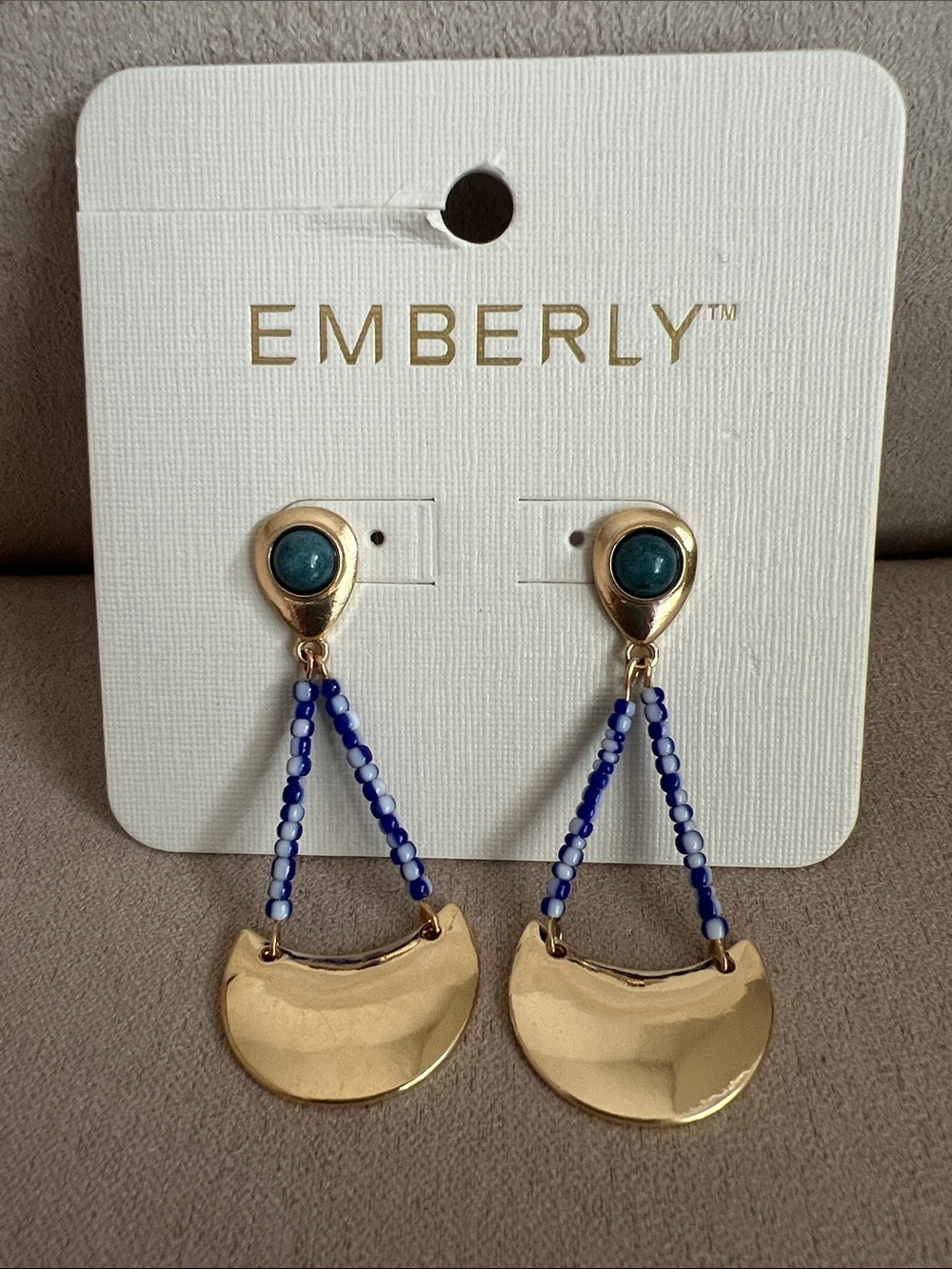 Kohl's Emberly Gold Drop Earrings with Blue Beads